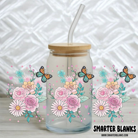 Flower Butterfly 16oz UVDTF